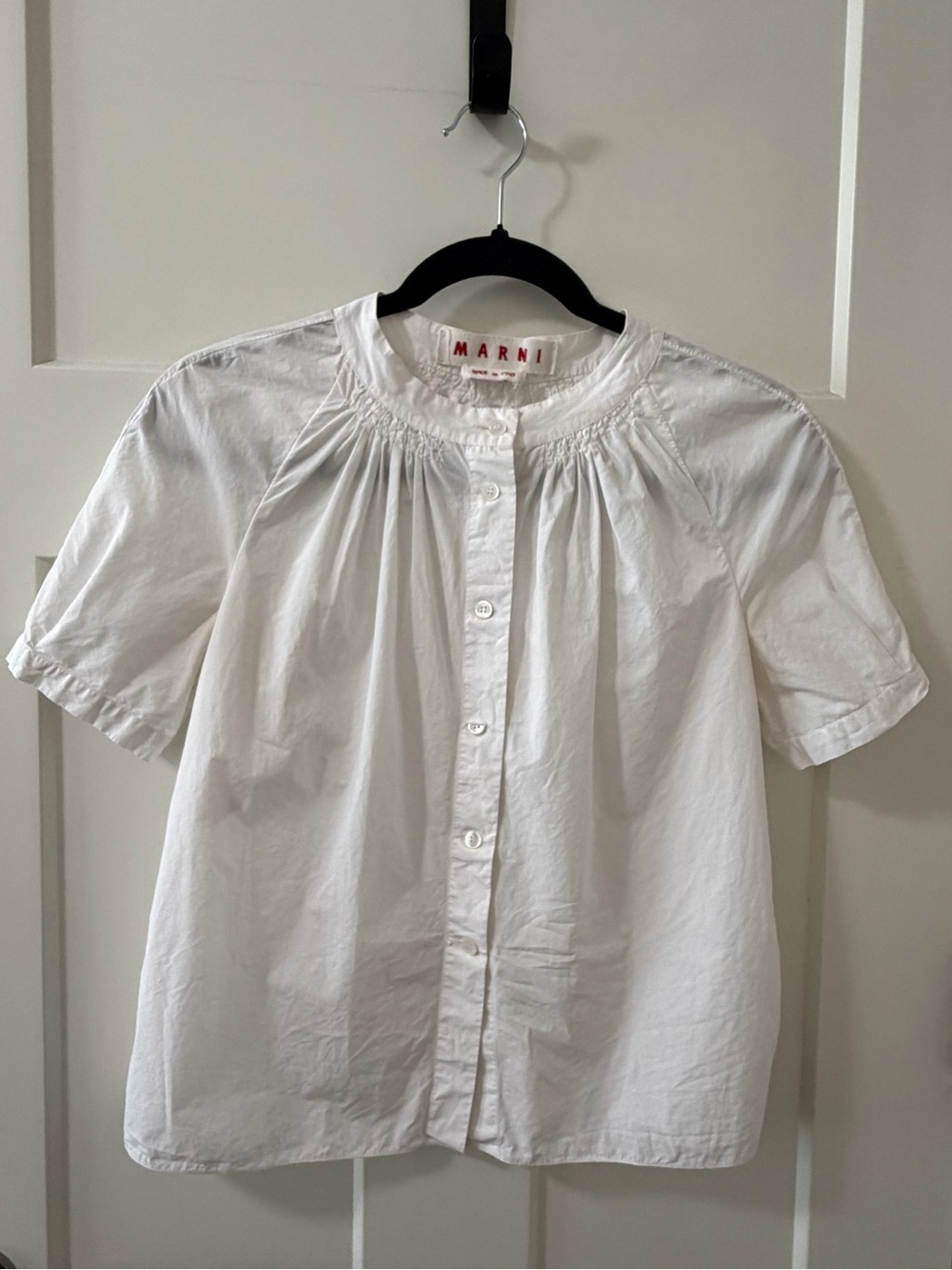 Marni Short Sleeve White Button Up Blouse Size 4 US / 40 IT